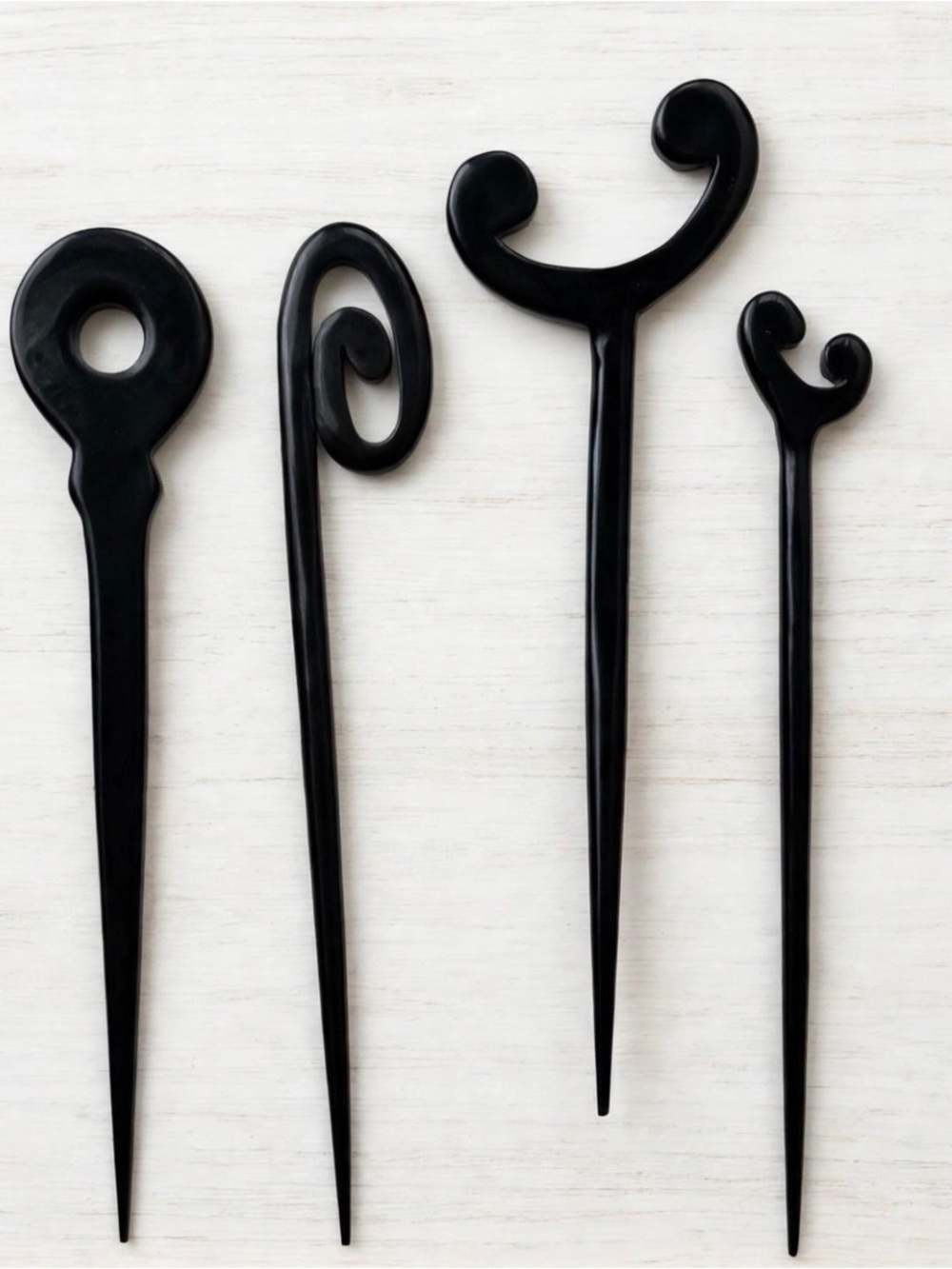 Handmade Natural Black Horn Hair Sticks - 14cm  - Minimalist Bun Holder